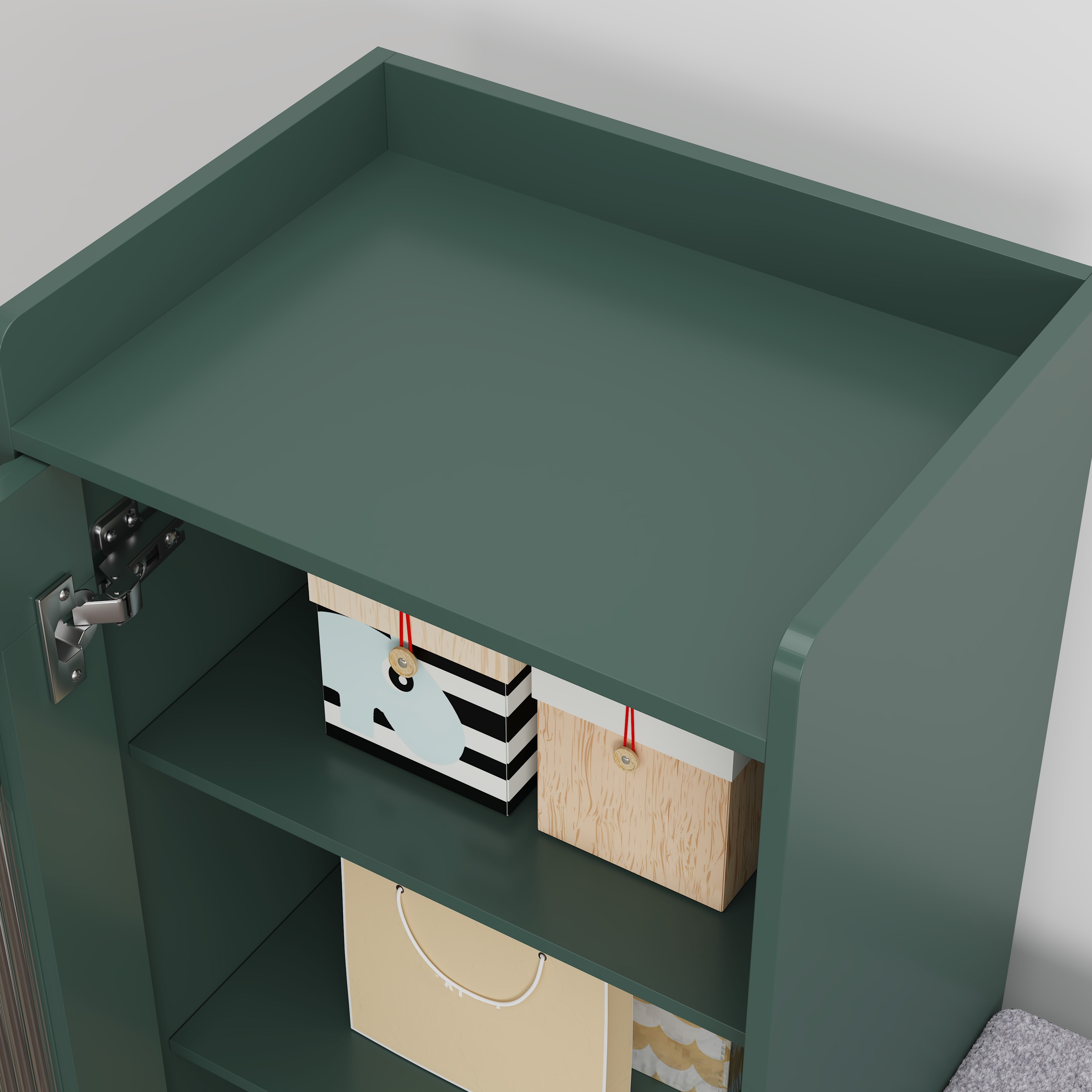 Shoe Cabinet For Entryway, L-Shaped Shoe Storage Bench With Padded Seat, Modern Organizer With Glass Door And Shelf For Hallway, Bedroom, Green_maomaolike.com